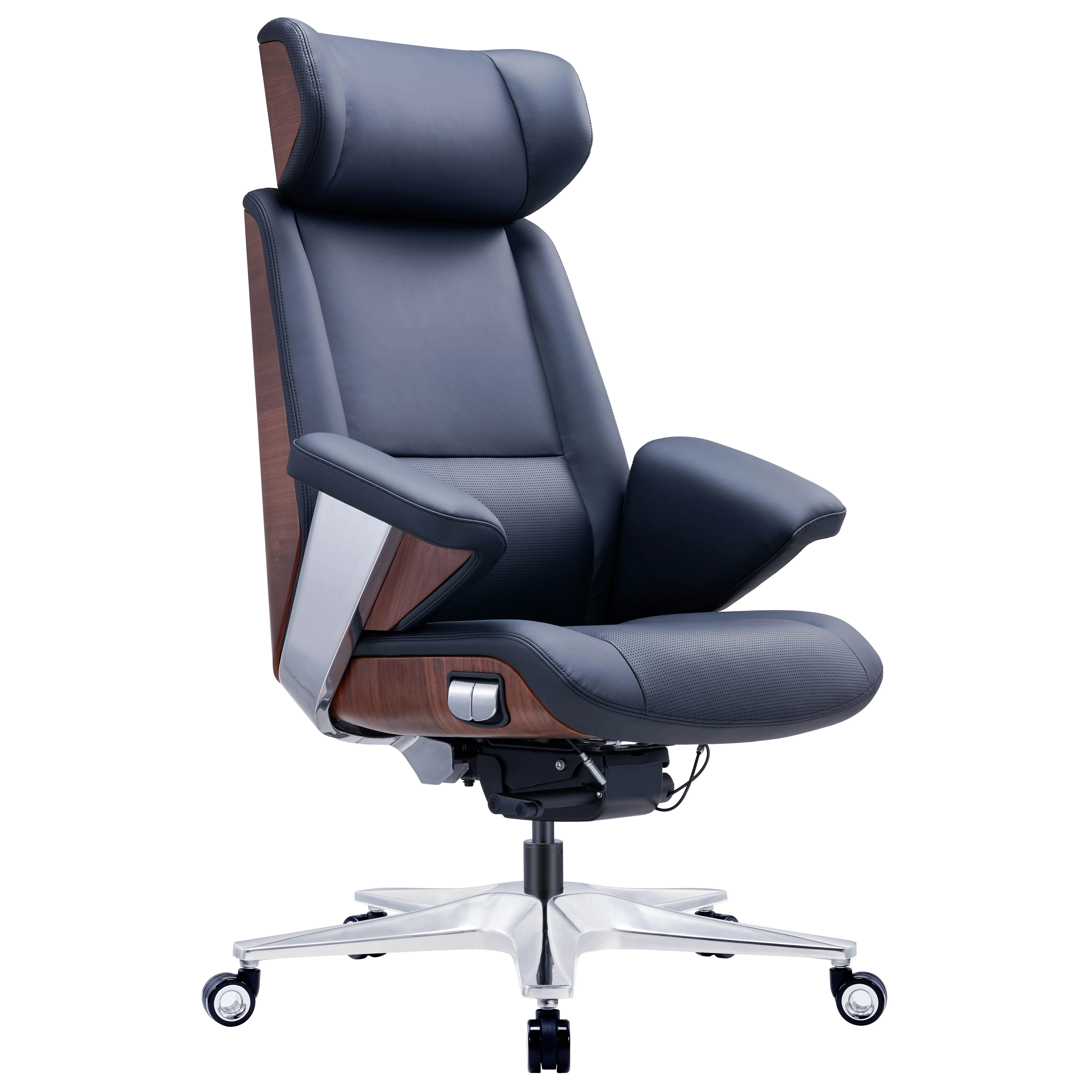 Boss JORI Ergonomic Executive Office Chair JP200-1 Aluminum Frame High-Density Sponge Seat Revolving Traditional Genuine Leather