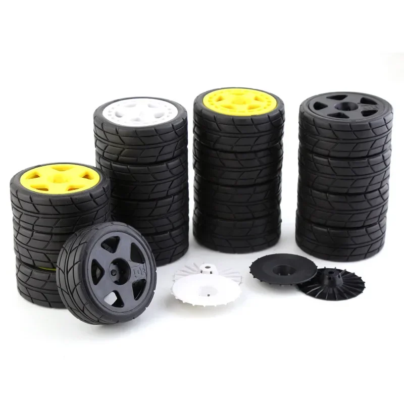 4Pcs Rubber Tire Wheel Tyre For Tamiya TT01 TT01E TT02 TT02B XV01 TA06 PTG-2 1/10 RC Car Upgrades Parts Accessories