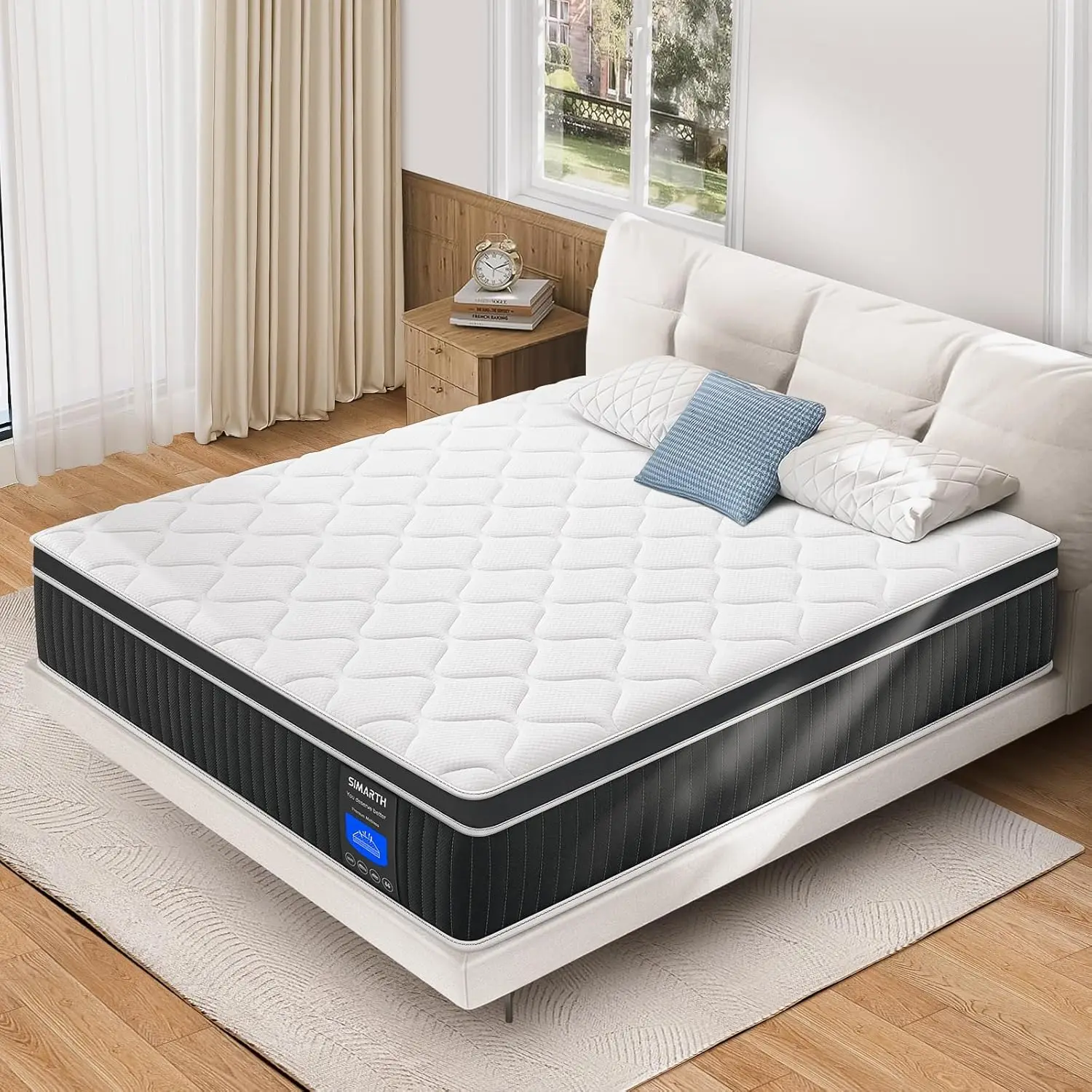 Queen Mattress 12 Inch, Upgrade Strengthen Queen Size Hybrid Mattresses in a Box, Memory Foam Queen Mattress Made of Individua