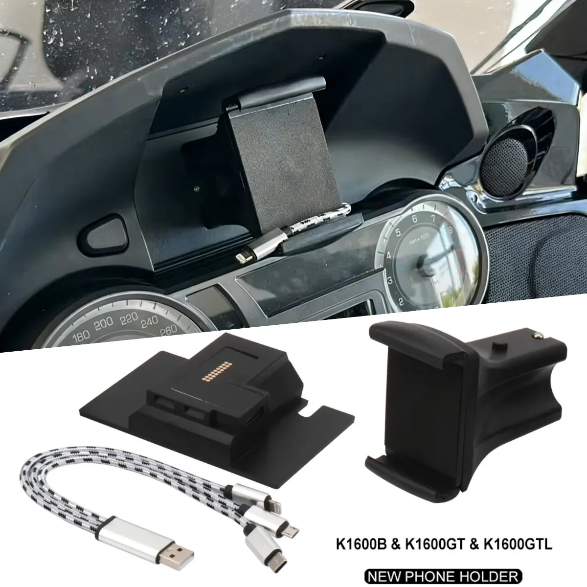 

New Motorcycle USB Charging Phone Holder GPS Navigation Bracket Mount For BMW K1600B K1600GT K1600GTL K 1600 B GT GTL 2011-2020