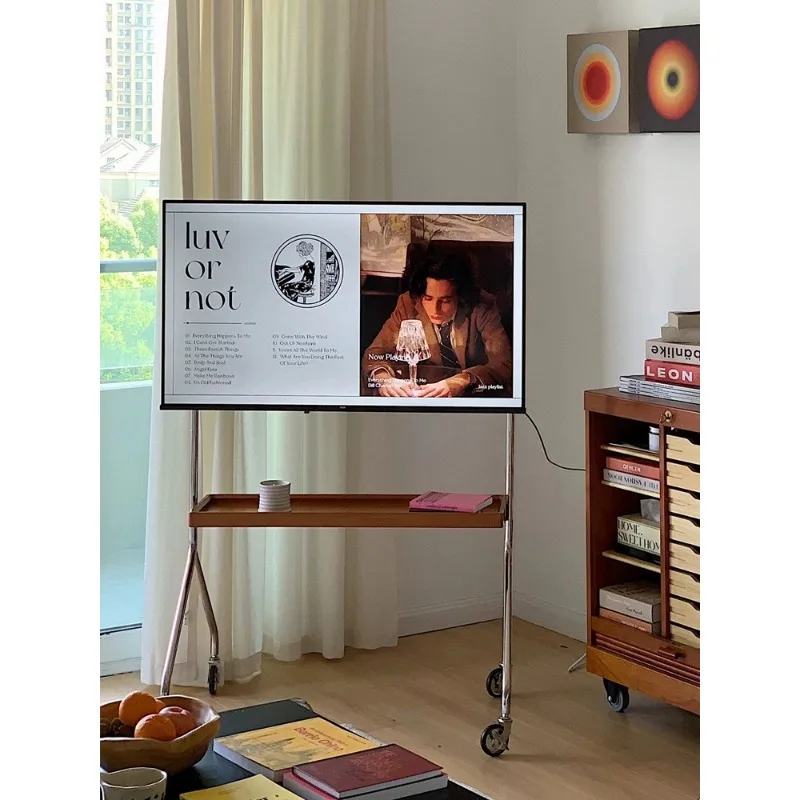 

Customized French Vintage TV Hanger No Punching Removable Stand Meeting Room Living Room Floor Mounted Wheeled Universal