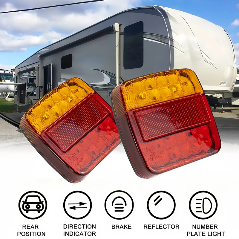 

2pcs 20LED 12V Waterproof Durable Car Truck LED Rear Tail Light Warning Lights Lamp For Trailer Caravans Led Rear Tail Lights