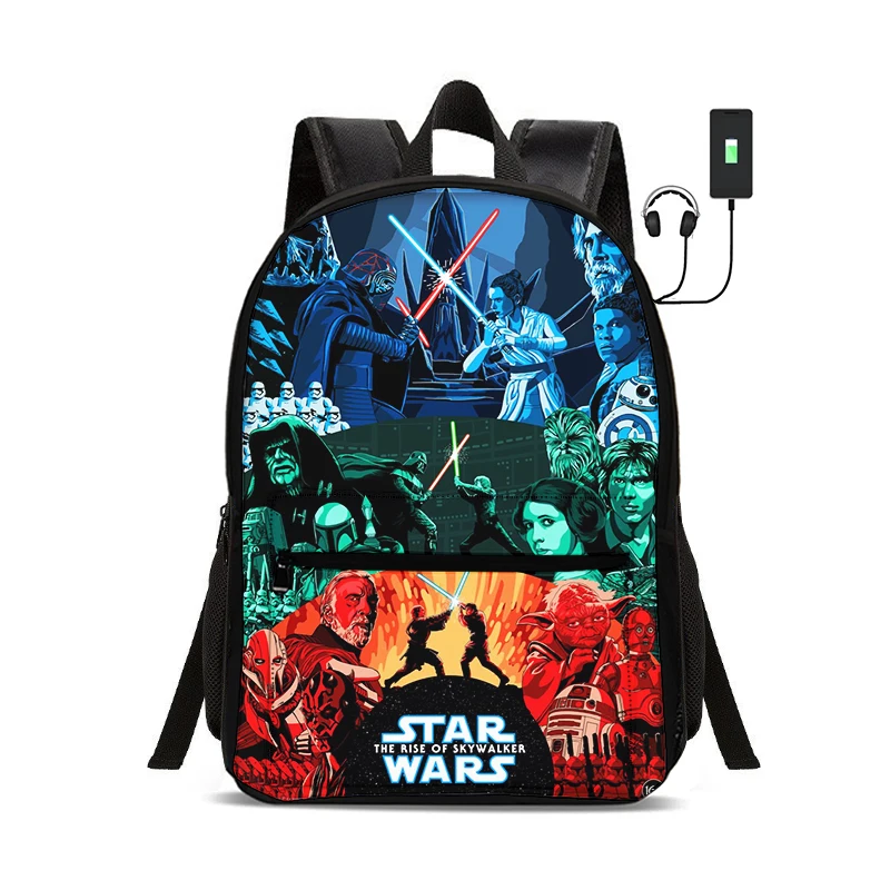 

Star Wars Movie Backpack Large Capacity Backpack with USB interface Bags for Student Rucksack for Boys Girls Best Gift