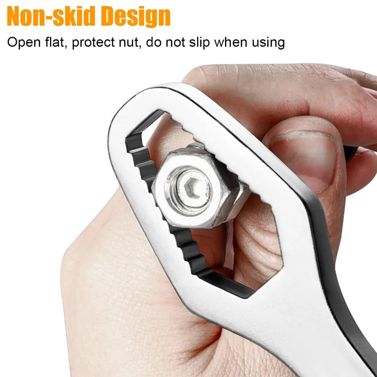 1 قطعة مفتاح ربط فضي متعدد الوظائف مفتاح ربط ذاتي الضبط مفتاح ربط مزدوج الأطراف مناسب لمفتاح ربط الذاتي الجوز 8 مللي متر-22 مللي متر