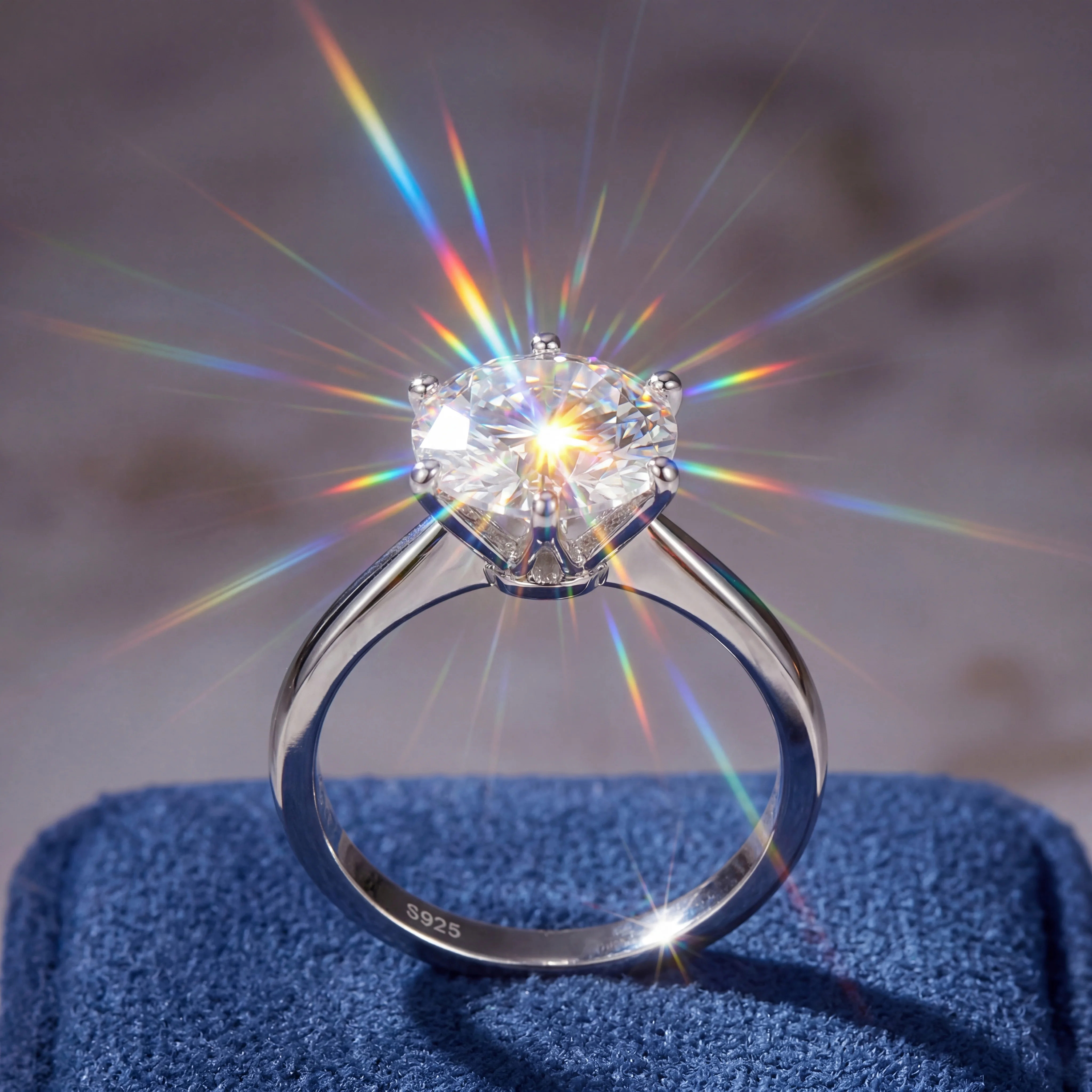 

Кольцо с 6 зубцами и круглым муассанитом в 1 карат, серебро 925 пробы, цвет D, VVS1, обручальное кольцо, ювелирный подарок, с сертификатом