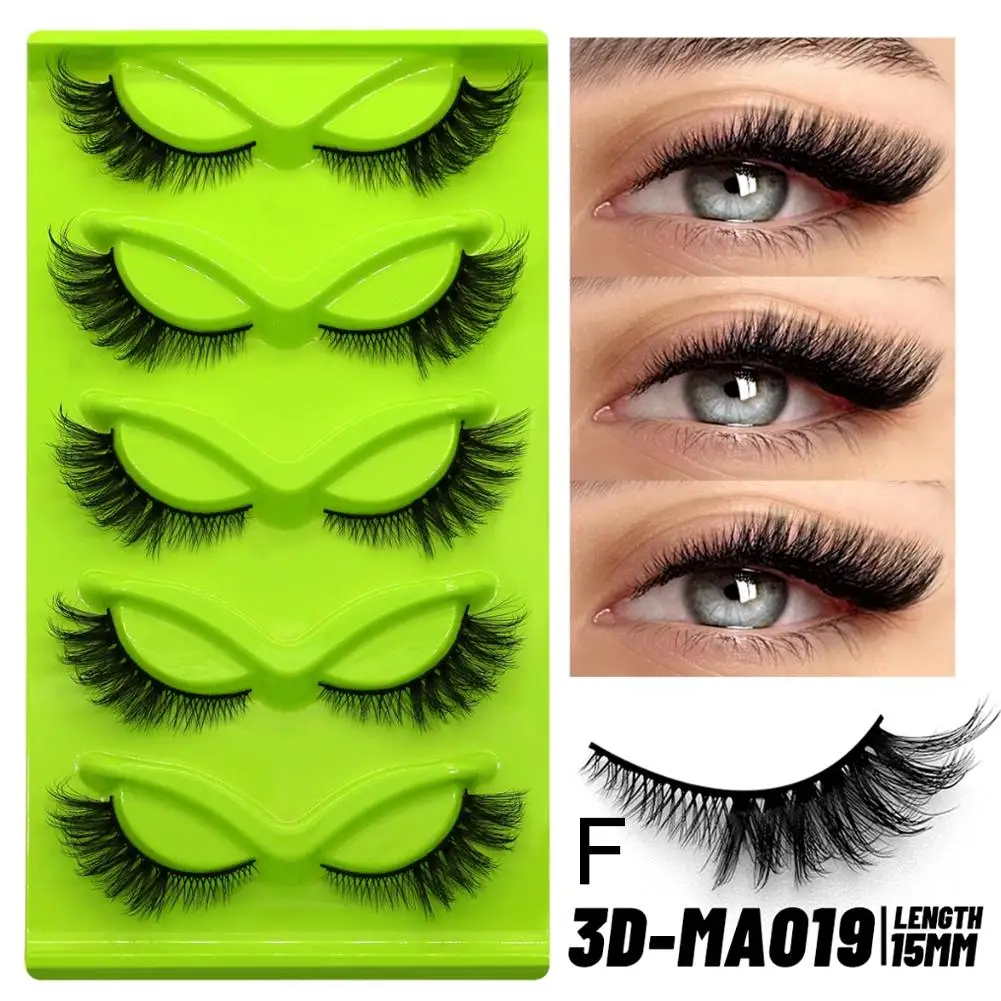 5 Pairs Natuurlijke Look Lange Pluizige Kat Wimpers Nep Wimper Piekerige Nertsen Wimpers Strip Wimpers Cat Eye Wimpers