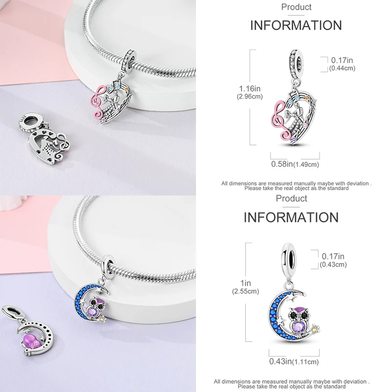 925 Sterling Silber Charm-Perlen Leuchtturm Walhai Meerjungfrau Kunstpalette Axolotl Glühwürmchen DIY Armband Halskette Geschenk für Frauen – Detail 30