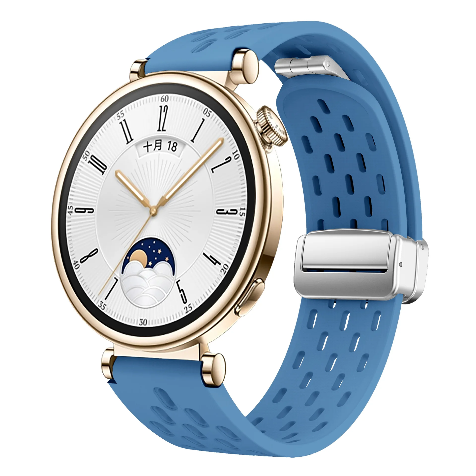 Correa magnética de silicona para reloj Huawei GT4, pulsera de malla transpirable, hebilla magnética, liberación rápida, 18mm, 41mm