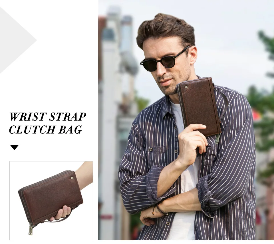 Retro Crazy Horse Leather AirTag Tracking RFID Anti-Theft Wallet for Men's Handbag