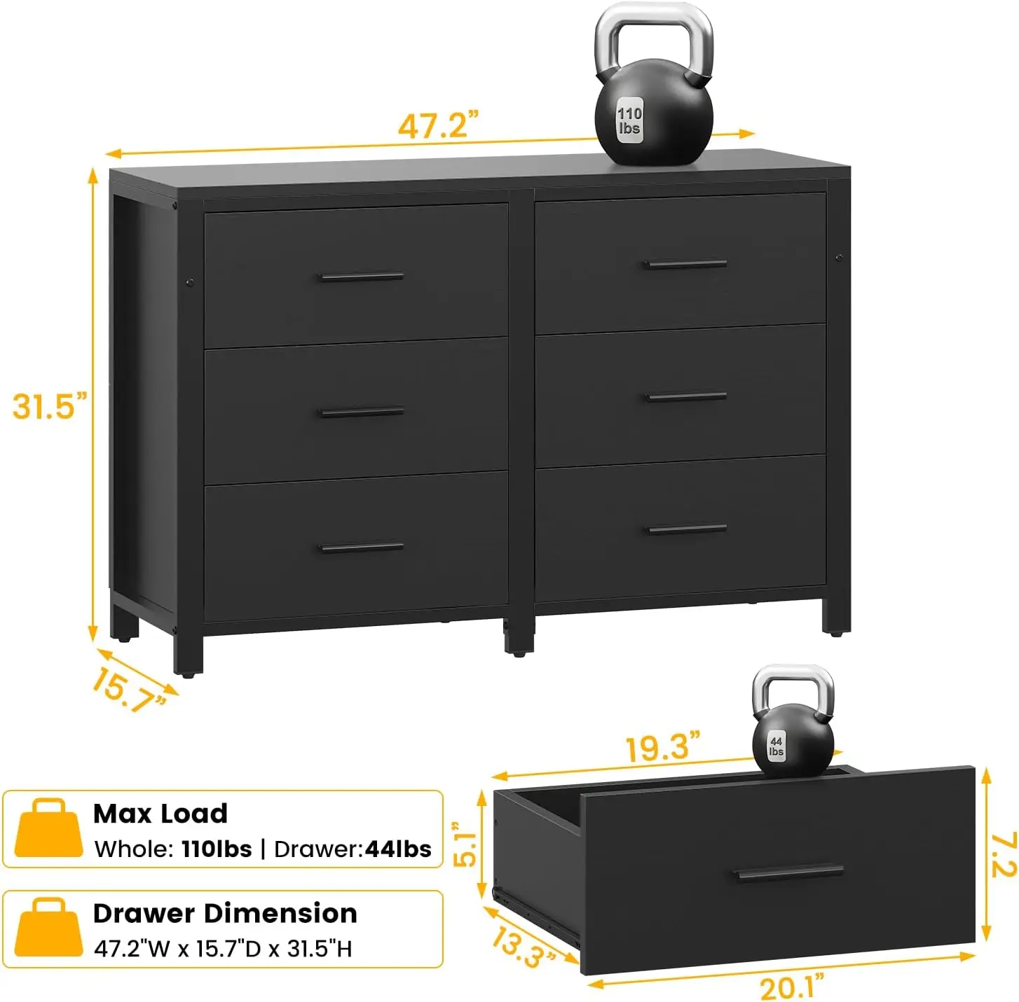 6 Drawer Dresser, 47