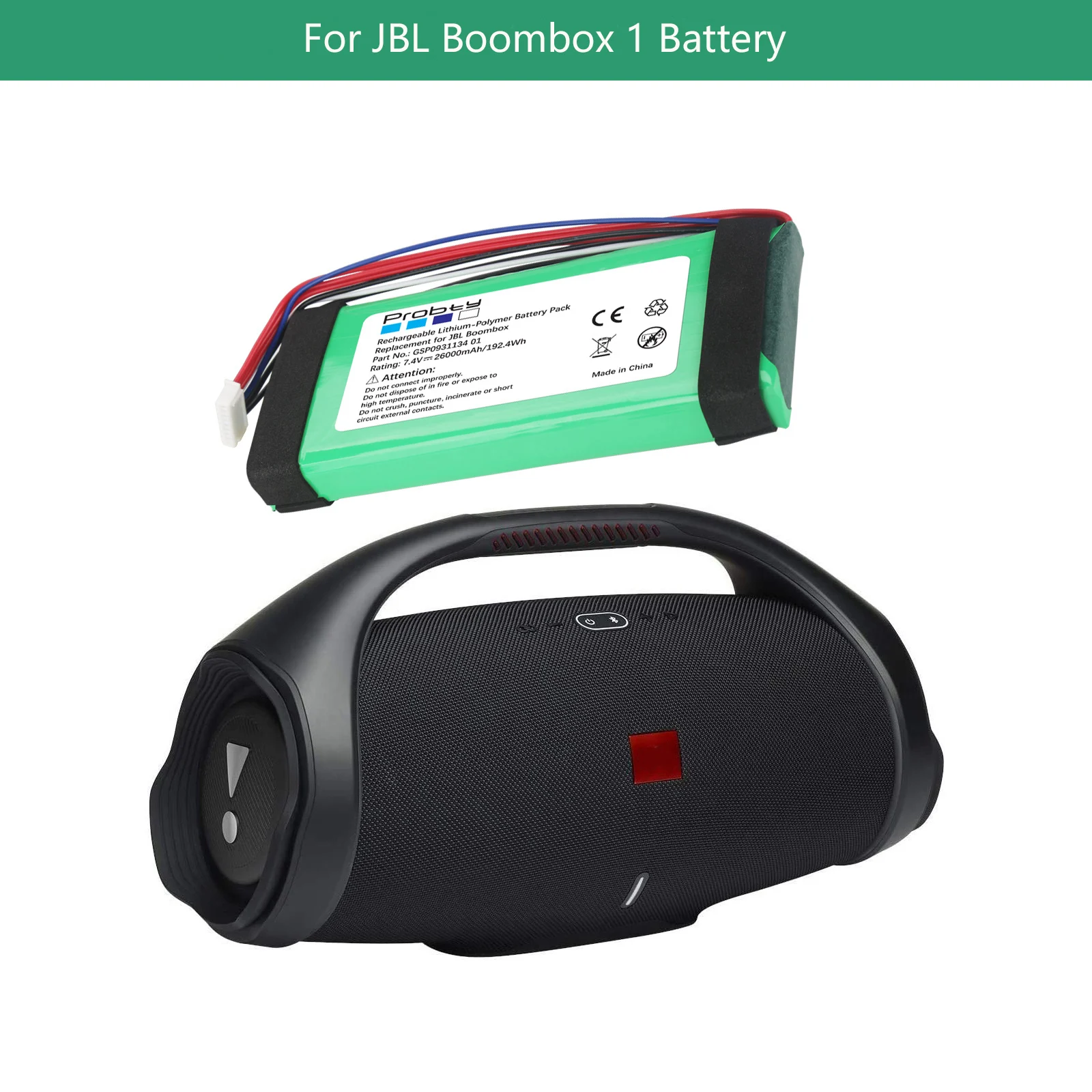 26000mAh For JBL Boombox 1 GSP0931134 01 battery, player, speaker, speaker, polymer rechargeable battery replacement