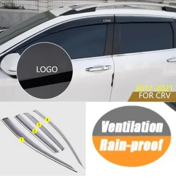 4x Car Auto Smoke Tinted Side Rain Guard Sun Shade Window Visors Auto Rain Shade Shelter For Honda CRV 2017 2018 2019 2020 2021