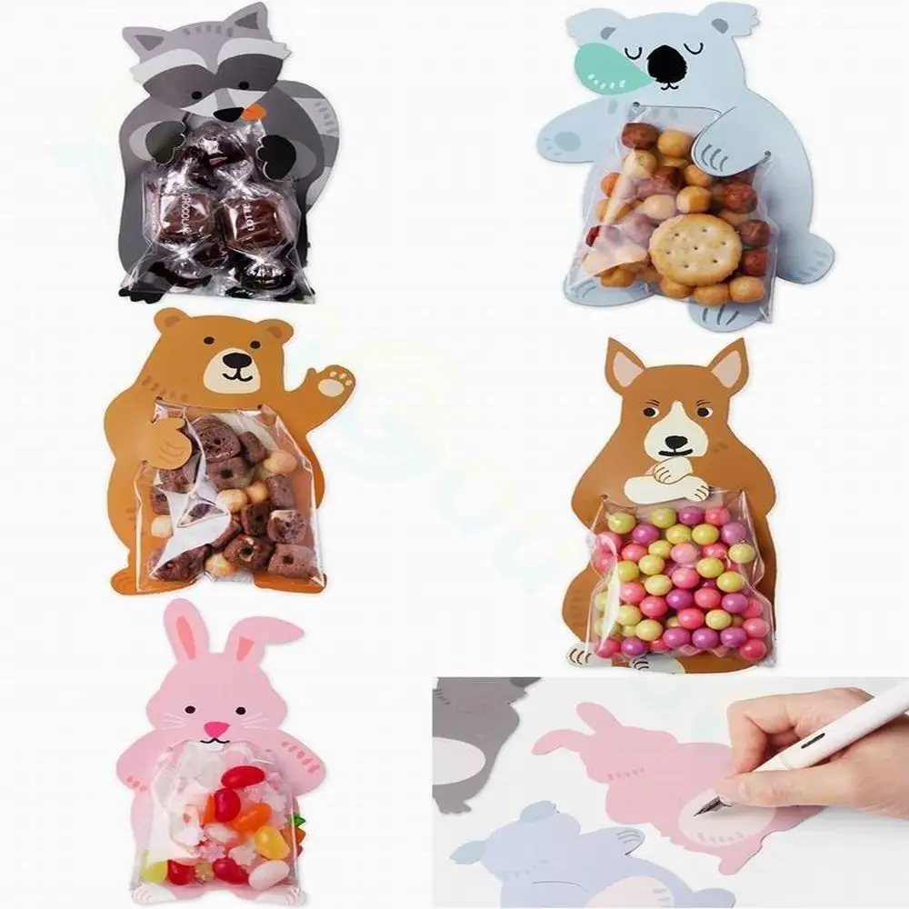 10-20pcs Animal Cute Gift Bags Candy Bags Baby Shower Birthday Party Cookie Bags Bear Candy Box Greeting Cards Popular Rabbit