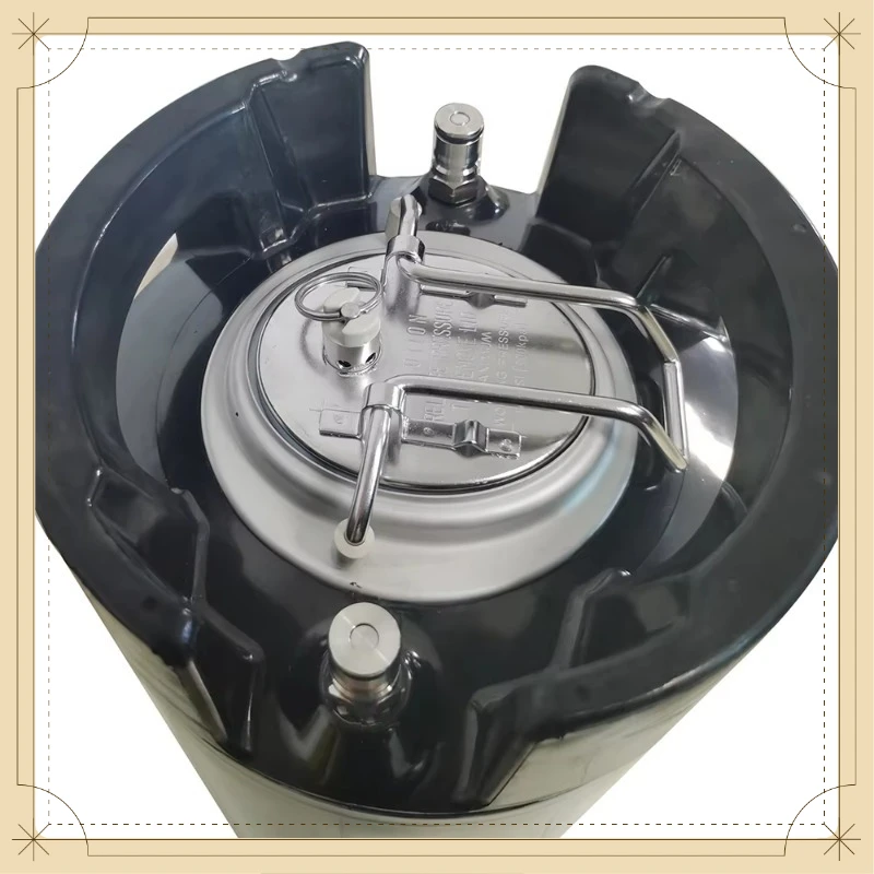 1.75 Gallon Stainless Steel Beer Keg Ball Lock Type Homebrew Barrel Rubber Handle Leakproof Beer Growler Bucket