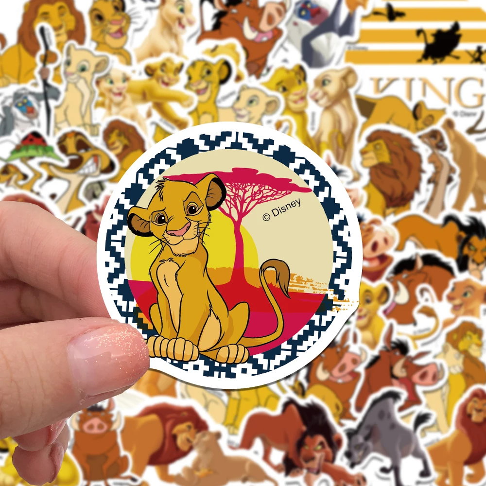 Disney-pegatinas del Rey León para niños, 50 piezas, película de dibujos animados, estética para portátil, monopatín, teléfono, coche, Anime, Simba,