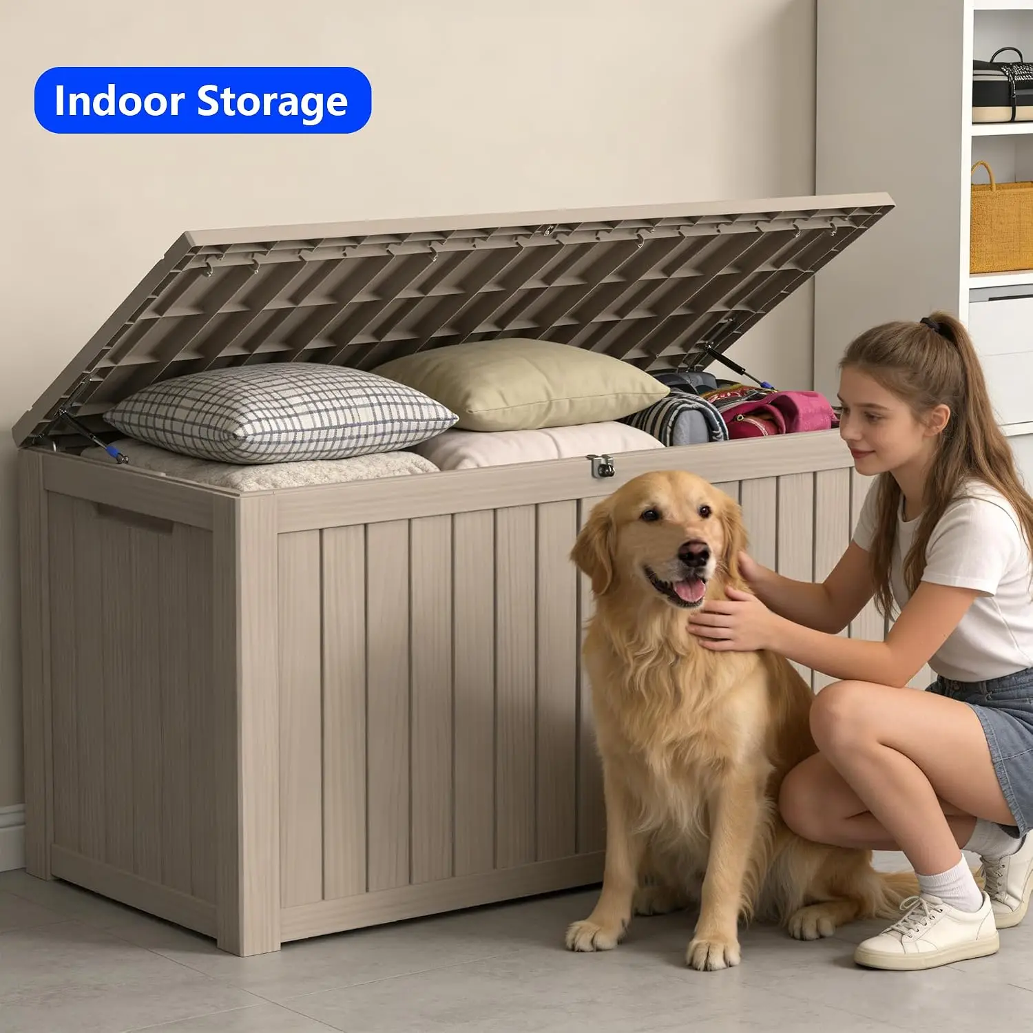 180 Gallon Outdoor Storage Box Resin Deck Box All Weather Waterproof Large Lockable Storage Container Deck Box