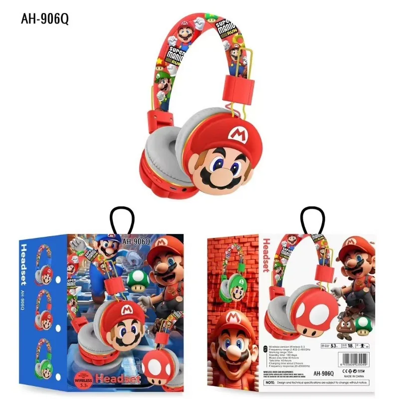 Super Mario Bros Wireless Bluetooth Headset Gamer 5.0 Foldable Noise Cancelling Earbuds Wireless Headphones Bluetooth Earphones