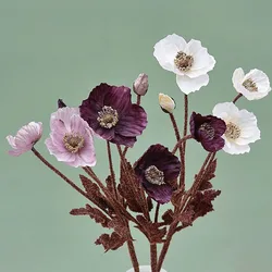Vintage Iceland Small Poppy Flower silk Artificial Flowers living room fall decoration home decor flores rose with fake leaves