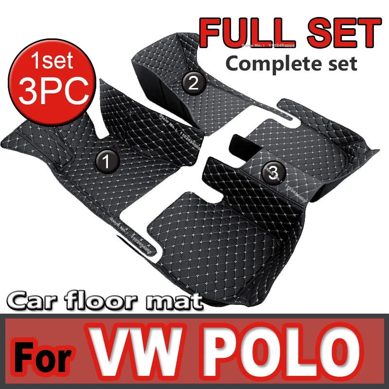 Custom Automotive Car Floor Mats For VW POLO 9N 2002 2003 2004 2005 2006 Auto Luxury Leather Men Women Car Mats Full Coverage