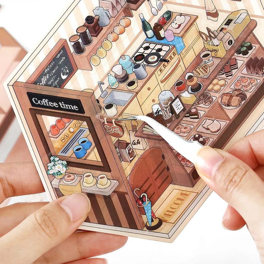 3D Cartoon Landscape Stickers Cute Miniature Scene Cabin Decompression DIY Material Stickers