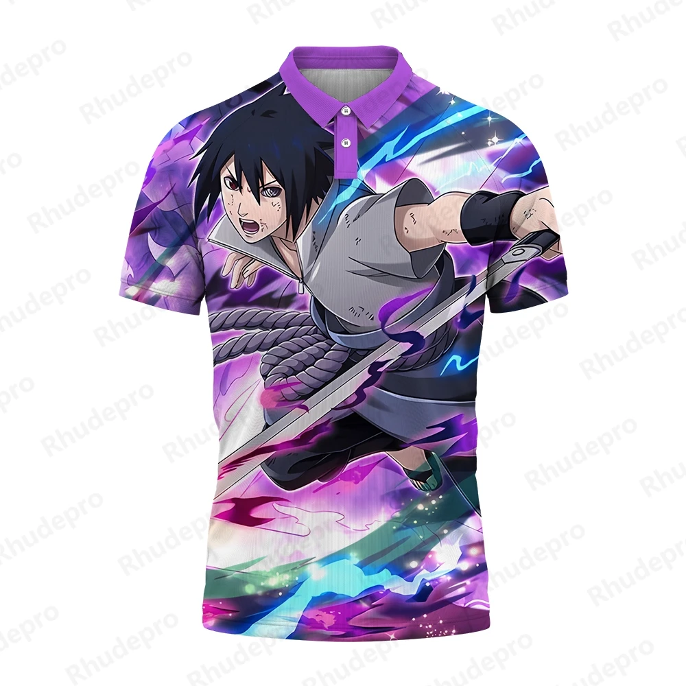 Polo de Uchiba Sasuke extragrande masculino, roupas de criança, camiseta de manga curta, Naruto Umaki Tops, Tendência, 5XL, 2023