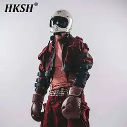 HKSH 2024 Spring Autumn Winter New Men Tide Punk Techwear Short Overcoat Jacket Fashion Chic Patchwork Coats Niche Design HK2916