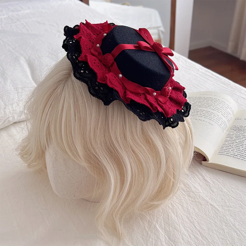 

Lolita Lolita Goth Kill Dark Versatile Lo Elegant Flat Hat Top Hat Headgear Hair Accessories