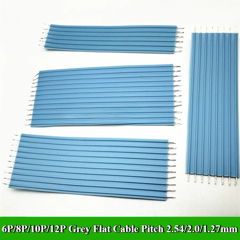10/30/50/100Pcs/lot 6P 8P 10P 12P Pin 2.54mm 2.0mm 1.27mm Pitch FPC FFC Grey Flat Cable UL2651 Connector Wire Solder Length 70mm