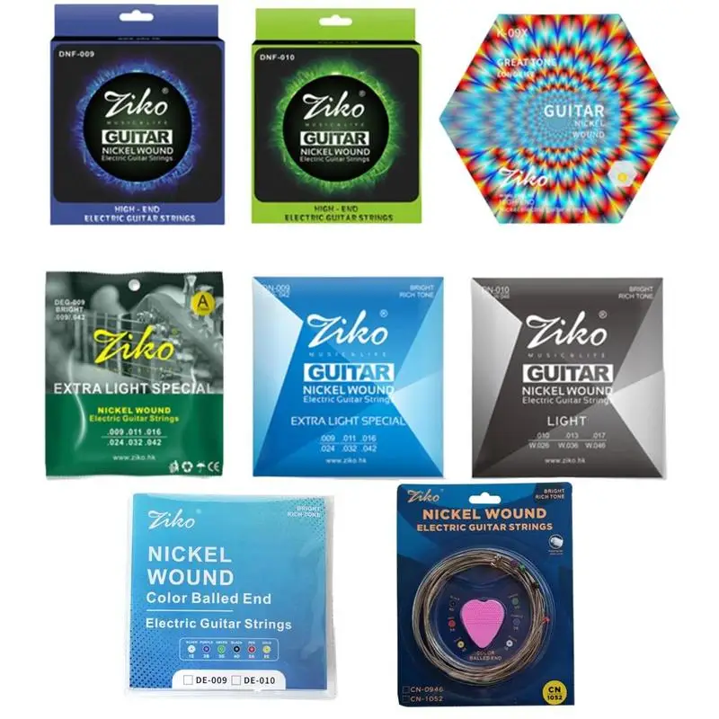 Ziko Electric Guitar Strings DEG-009 Laminating K-09X Anti-Rust K-10X Colorful String Ends DNF-009 Strings
