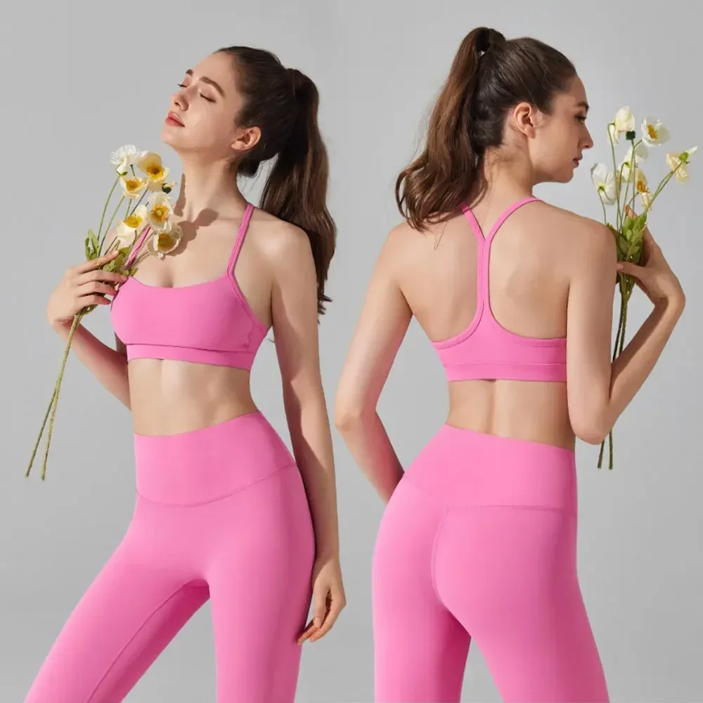 Bra and Leggings Women's Two Pieces Set Gym Woman Clothes Sports Underwear Tights Sportswear New in Matching Sets for Fitness