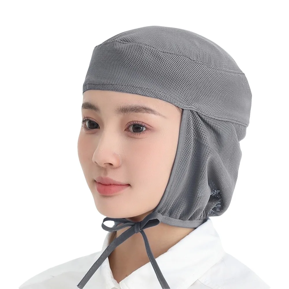 Breathable Mesh Mesh Work Cap Elastic Back Wide Brim Food Service Cap Adjustable Fit Chef Work Hat Restaurant Kitchen