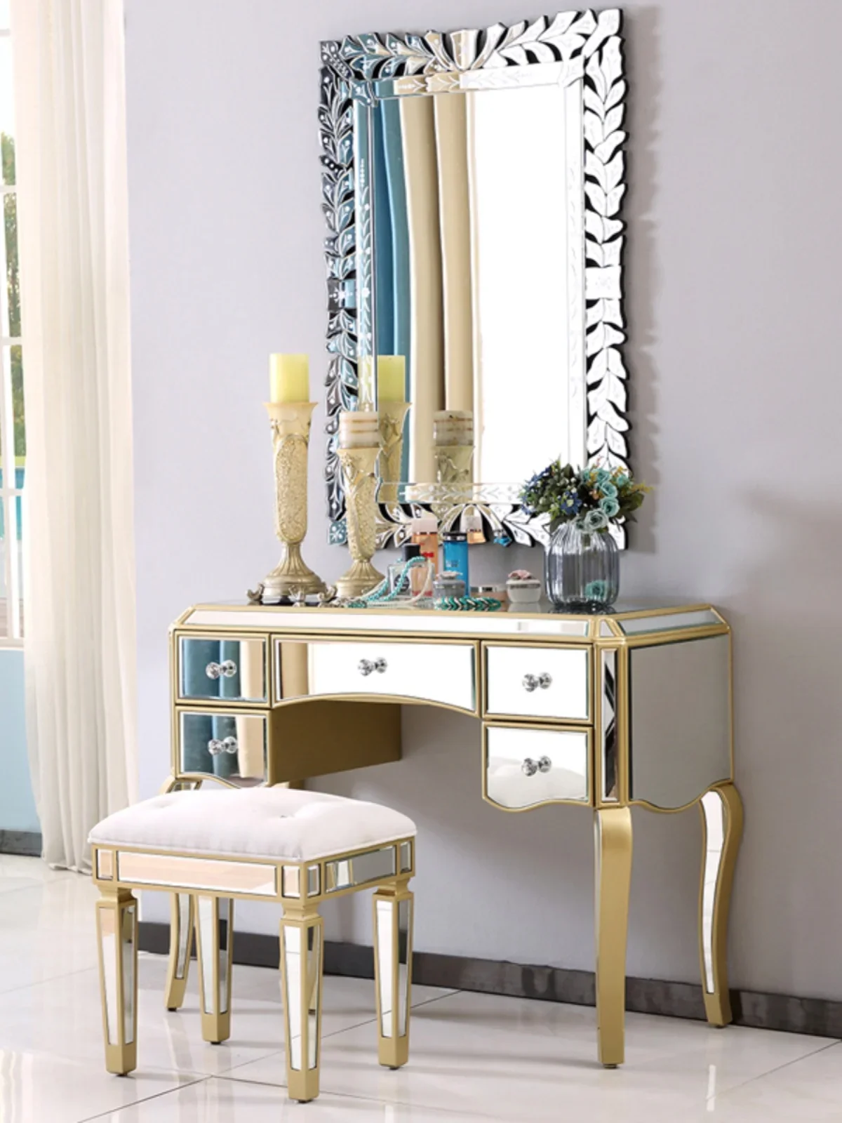 Mirror dresser combination bedroom girl dresser simple multi-pump storage storage table