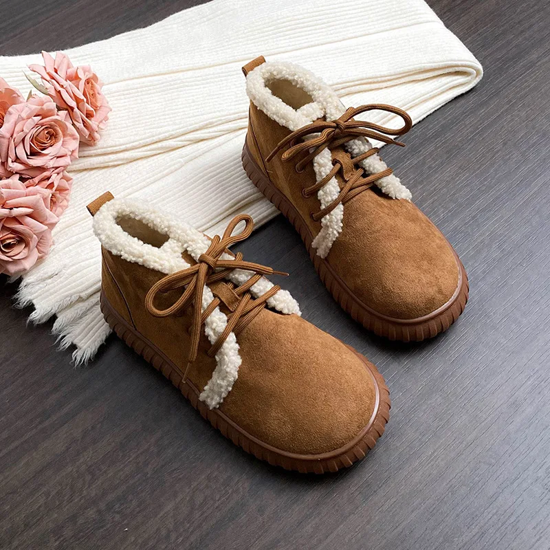 

Новинка 2025, женские зимние ботинки на платформе, термозимняя обувь на меховой подкладке, большие размеры 41–42, женские нескользящие ботинки для холодной погоды