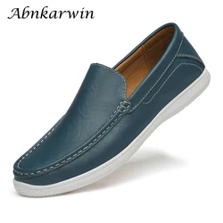 Fashion Casual Mens Shoes Genuine Leather Free Shipping Italian Luxury Designer Summer Slip On Shoes Men Loafers Driving