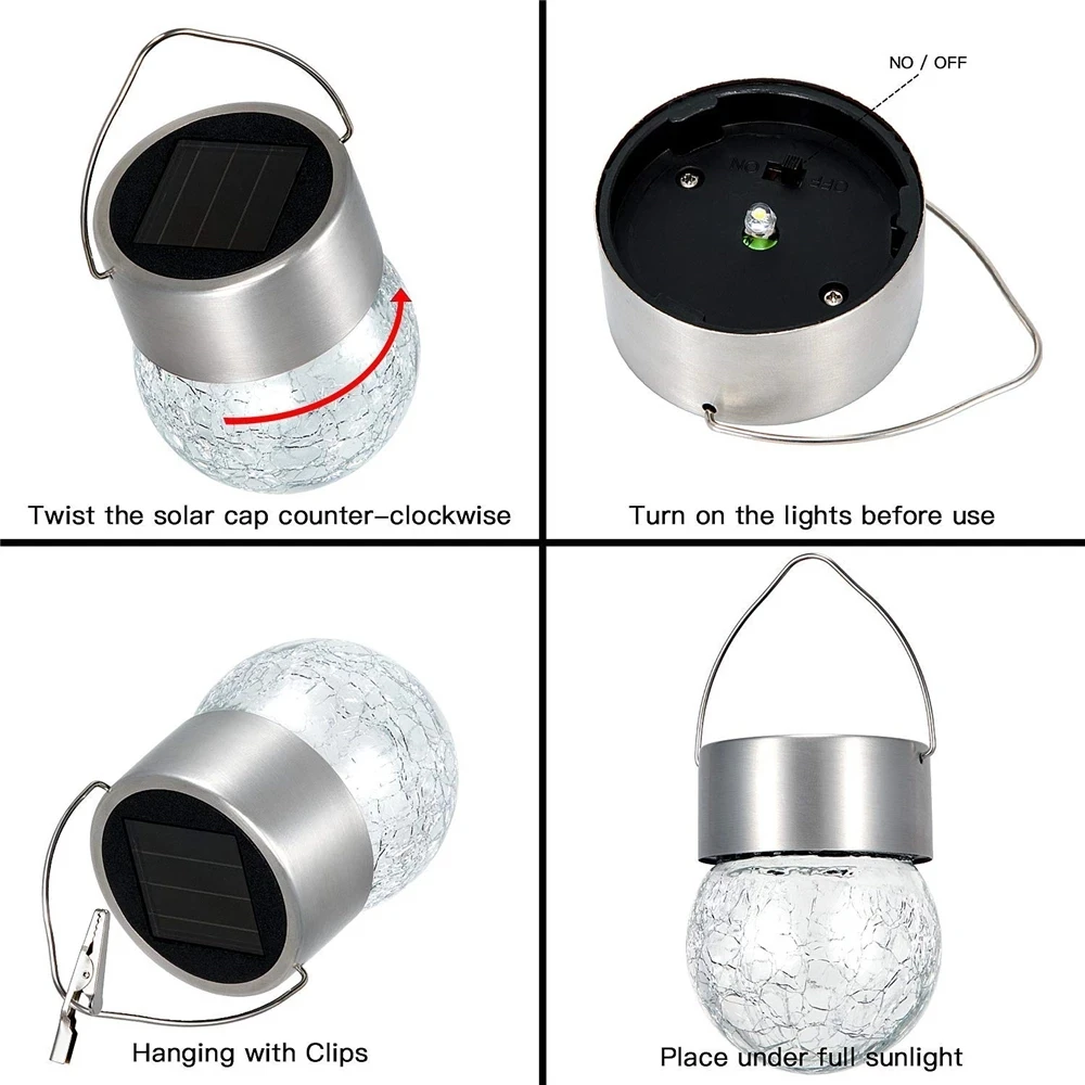 مصباح ليد شمسي مع كرة صدع ، مصباح تعليق شجرة متغير متعدد الألوان ، ديكور الحفلات ، داخلي وخارجي ، انخفاض الشحن