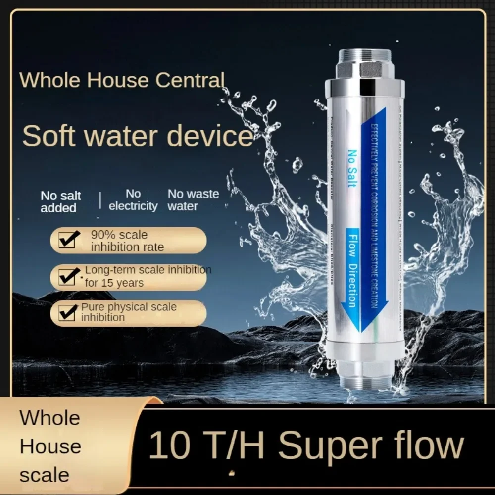 Whole House Water Softener,Salt Free Scale,Rust Prevention Scale Inhibitor Filter,No Electricity Required,Alkali Descaling Pipe