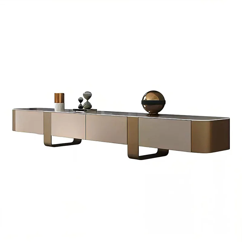 slab coffee table TV cabinet combination modern small apartment wrought iron child and mother round coffee table simple