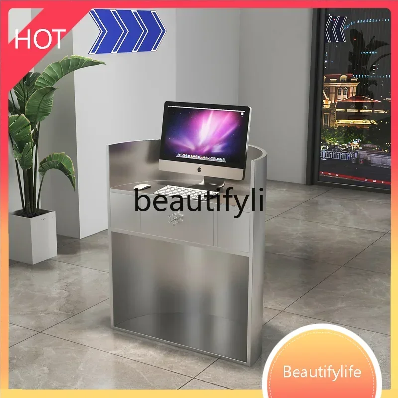 

cn ss Simple Cash Register Counter Small Luxury High-End Feel Bar Table Clothing Beauty Store Reception Desk ss8617