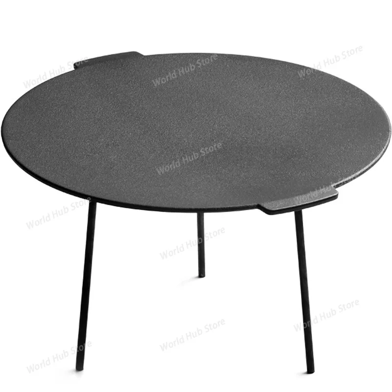 

Outdoor Camping round BBQ Grill Cast Iron Cooking Plate with 3 Legs Portable Camping Gear Home Kitchen Dining Table Decor