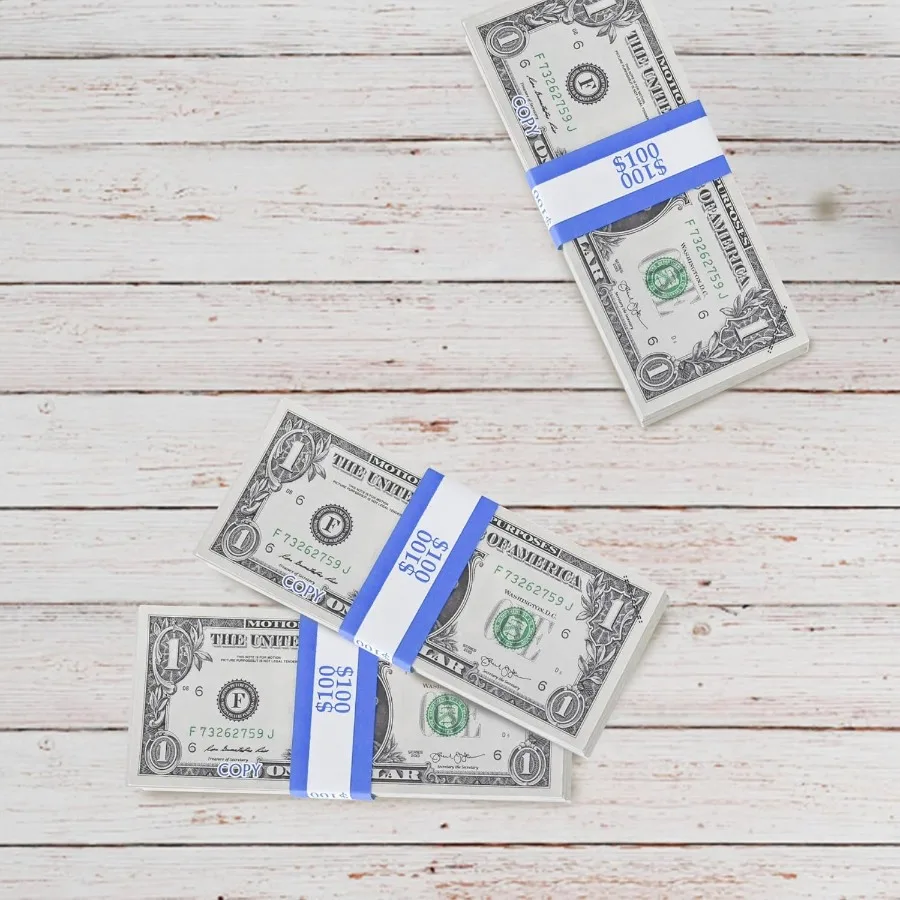 สายรัดธนบัตร แถบพันธนบัตร สำหรับจัดระเบียบธนบัตร ABA สีต่างๆ แบบมีกาวในตัว ขนาด 7.5 x 1.15 นิ้ว สีฟ้า 100 ชิ้น