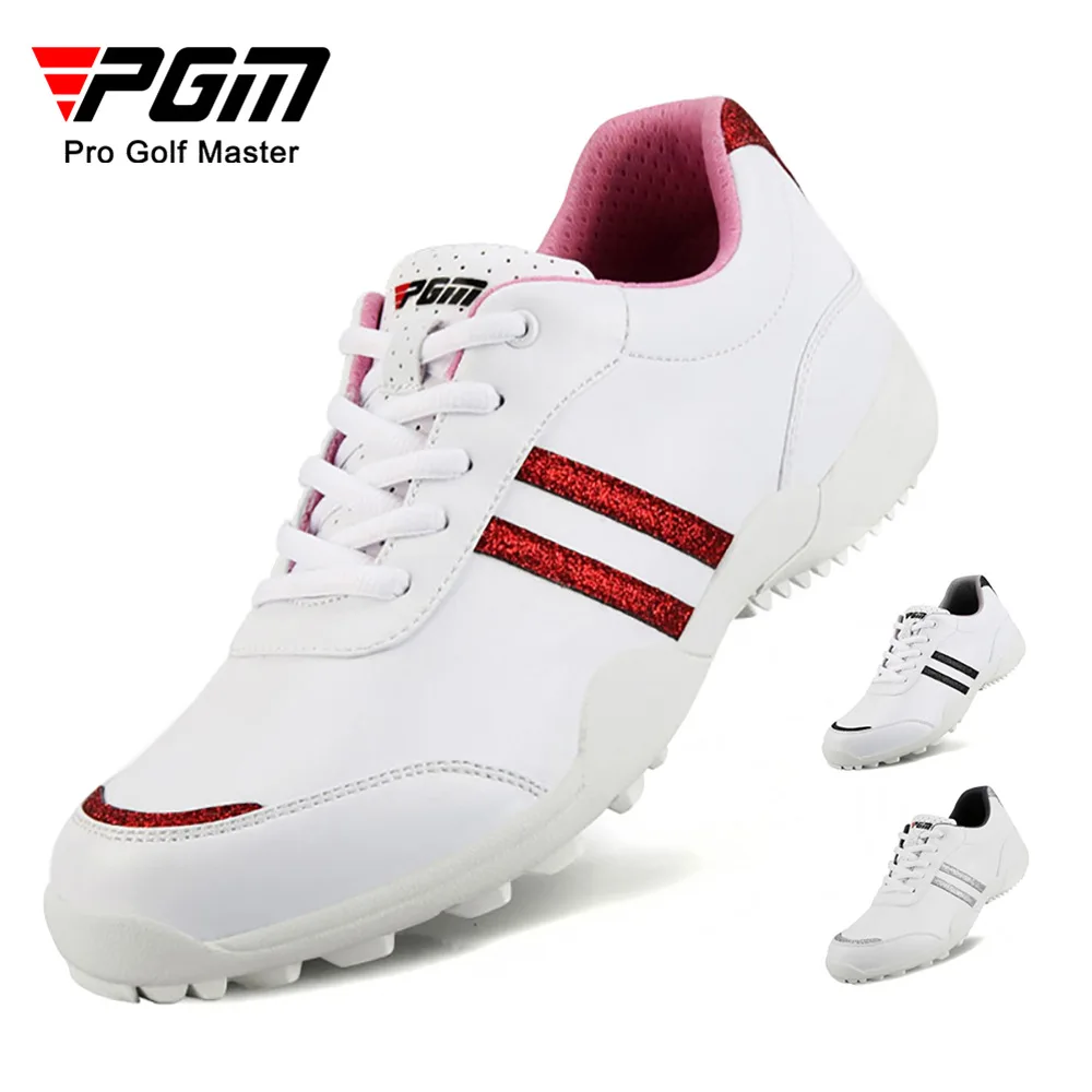 PGM Golf Shoes Women Waterproof Breathable Non Slip Rubber Sole with Glitter Stripes