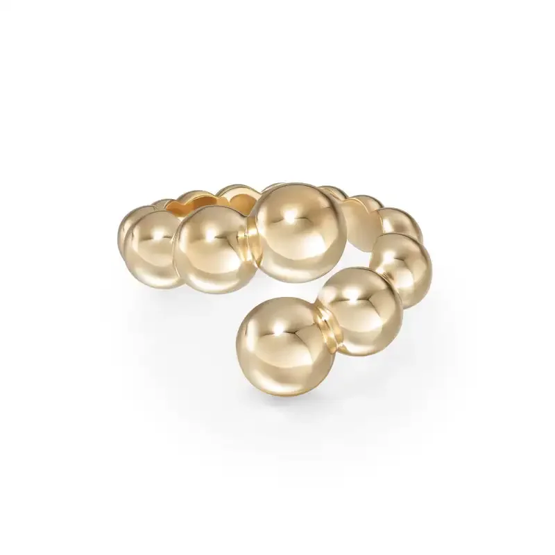 Simple Geometric Fashion Finger Jewelry Gold Color Open Adjusted Round Ball Band Rings