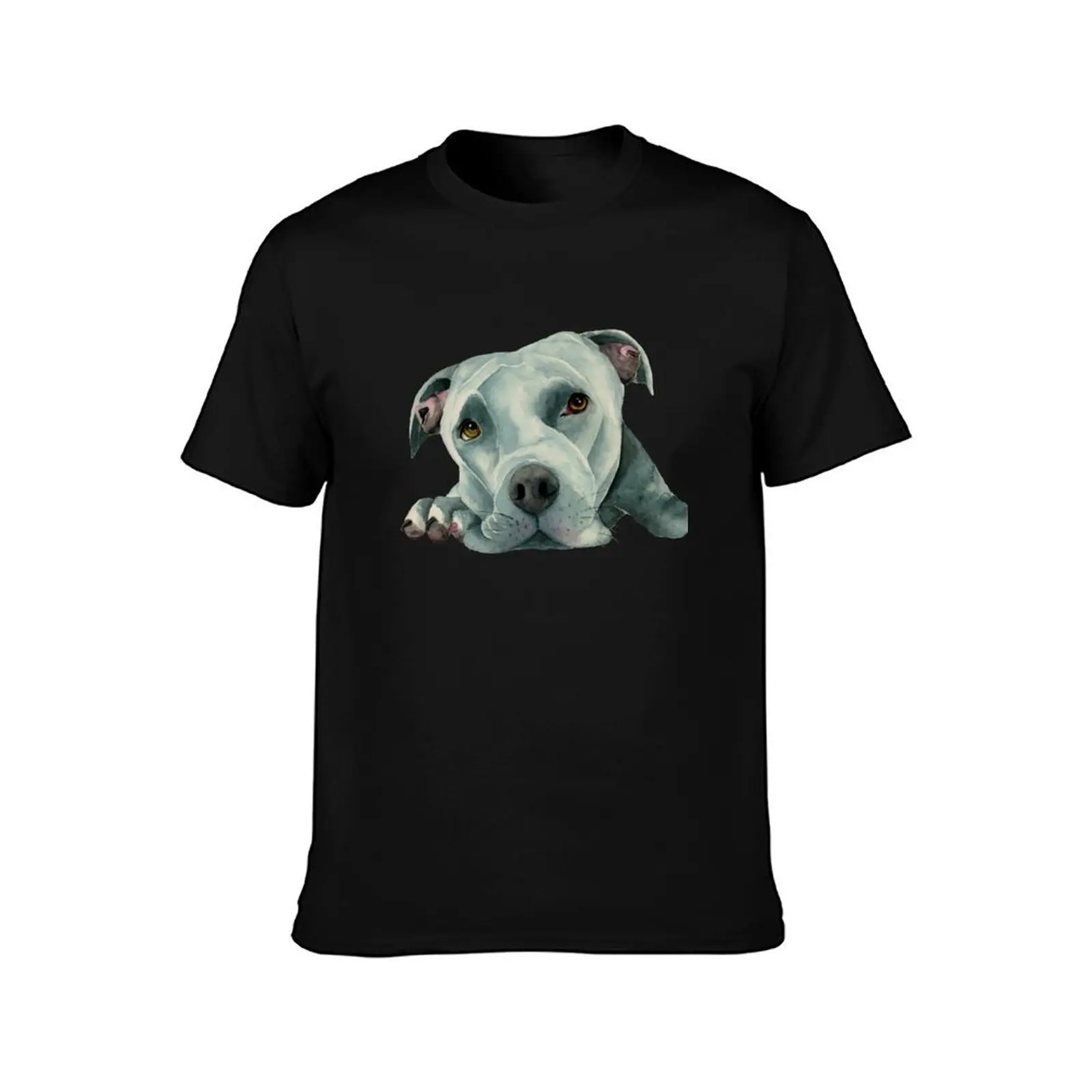 Big Old Head Pit Bull Dog Watercolor Art T-Shirt Plus Size All Match Tee Shirt T-Shirt