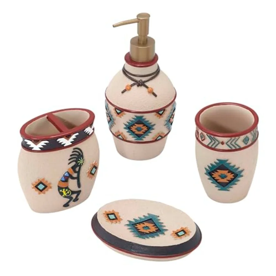 

Avanti ns - cessory Set ludes Resin Tumbler Toobh Holder So Dish and Lotion Pump/So Dispenser Tribal Home Decor Navajo Dance Co