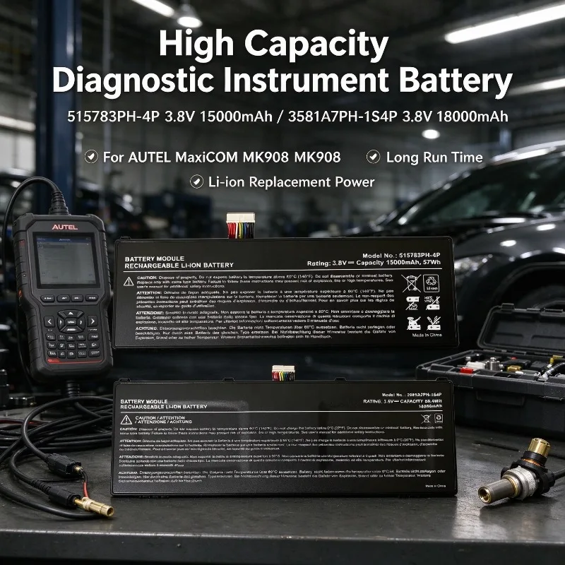 515783PH-4P 3.8V 15000mAh/3581A7PH-1S4P 3.8V 18000mAh Li-ion Diagnostic Instrument Battery for AUTEL MaxiCOM MK908 MK908P IM608