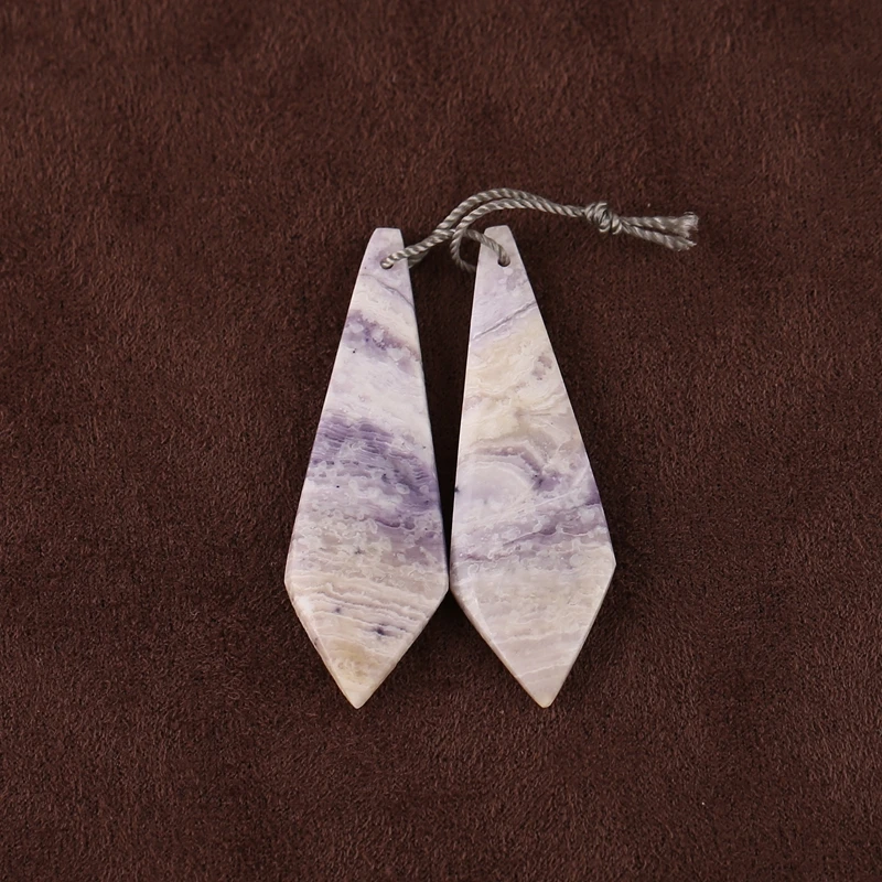 

Серьги из натурального фиолетового камня для самостоятельного изготовления ювелирных изделий, просверленные спереди, 43x14x4 мм, 7,3 г, подходят для женщин и молодых девушек