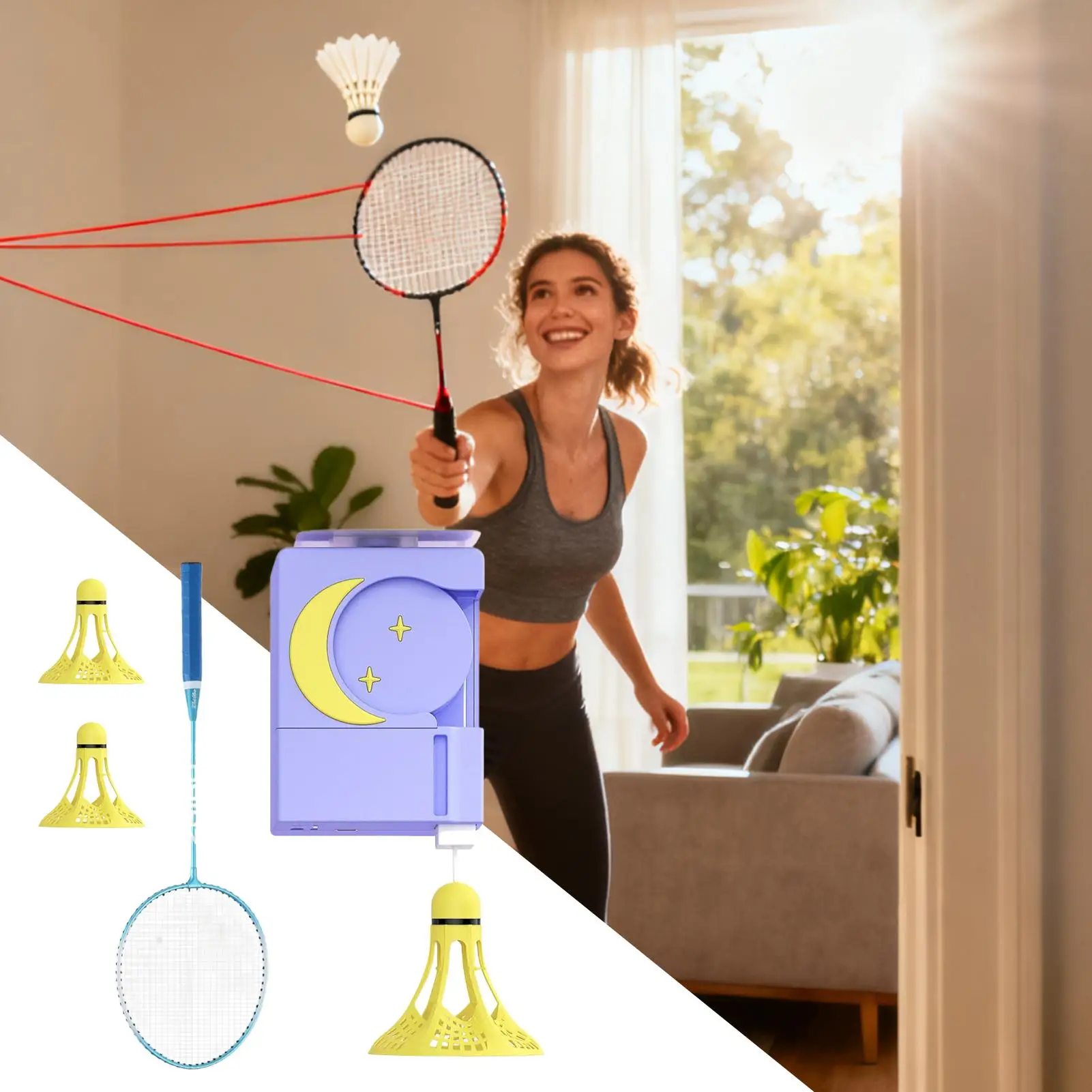 Rebound zelfklevende afstandsbediening badminton praktijk badminton trainer met elastisch koord Solo trainingstool uitrusting voor mannen kind jeugd