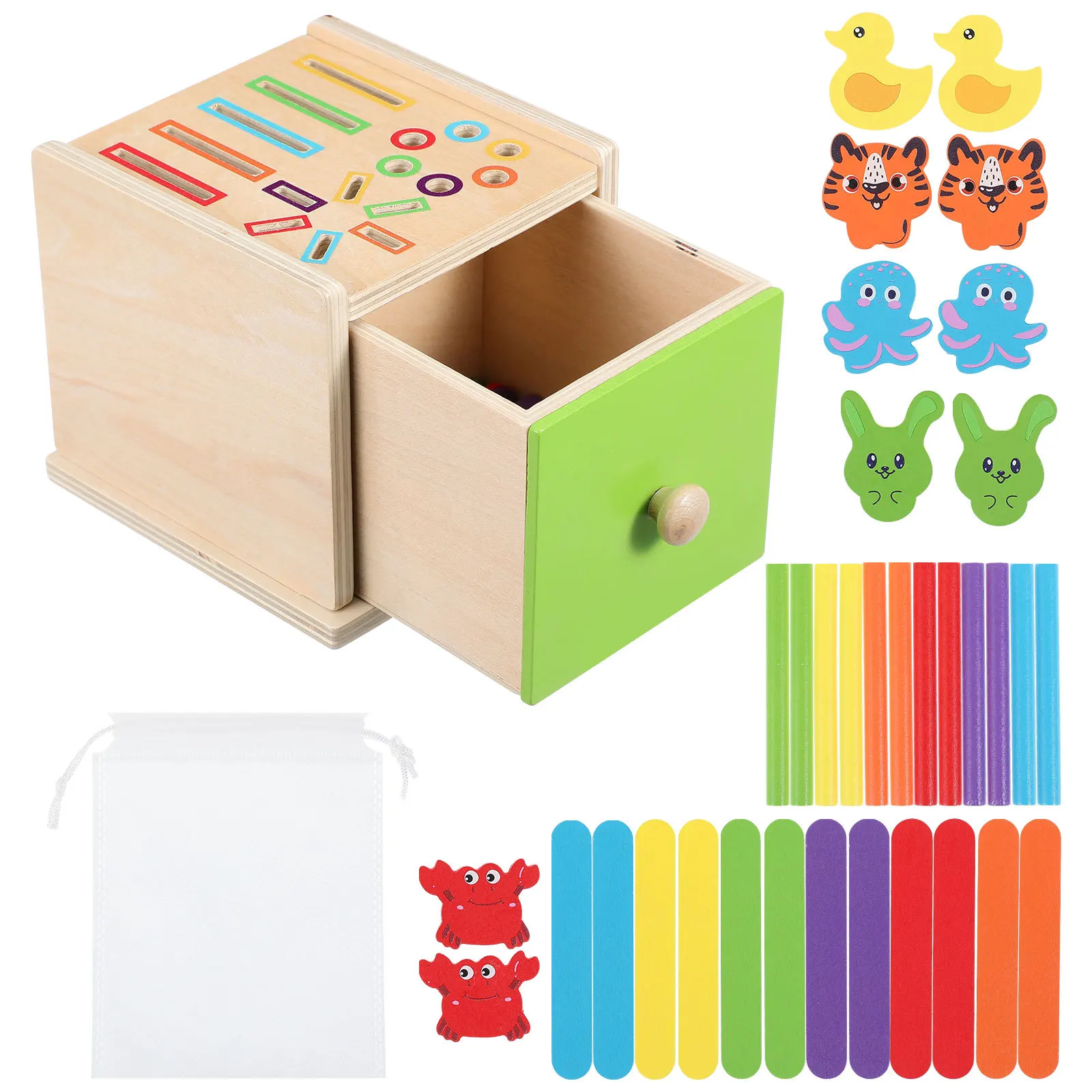 1Set Wooden Shape Matching Educational Montessori Color Sorting Game for Toddlers Early Learning Cognitive Development