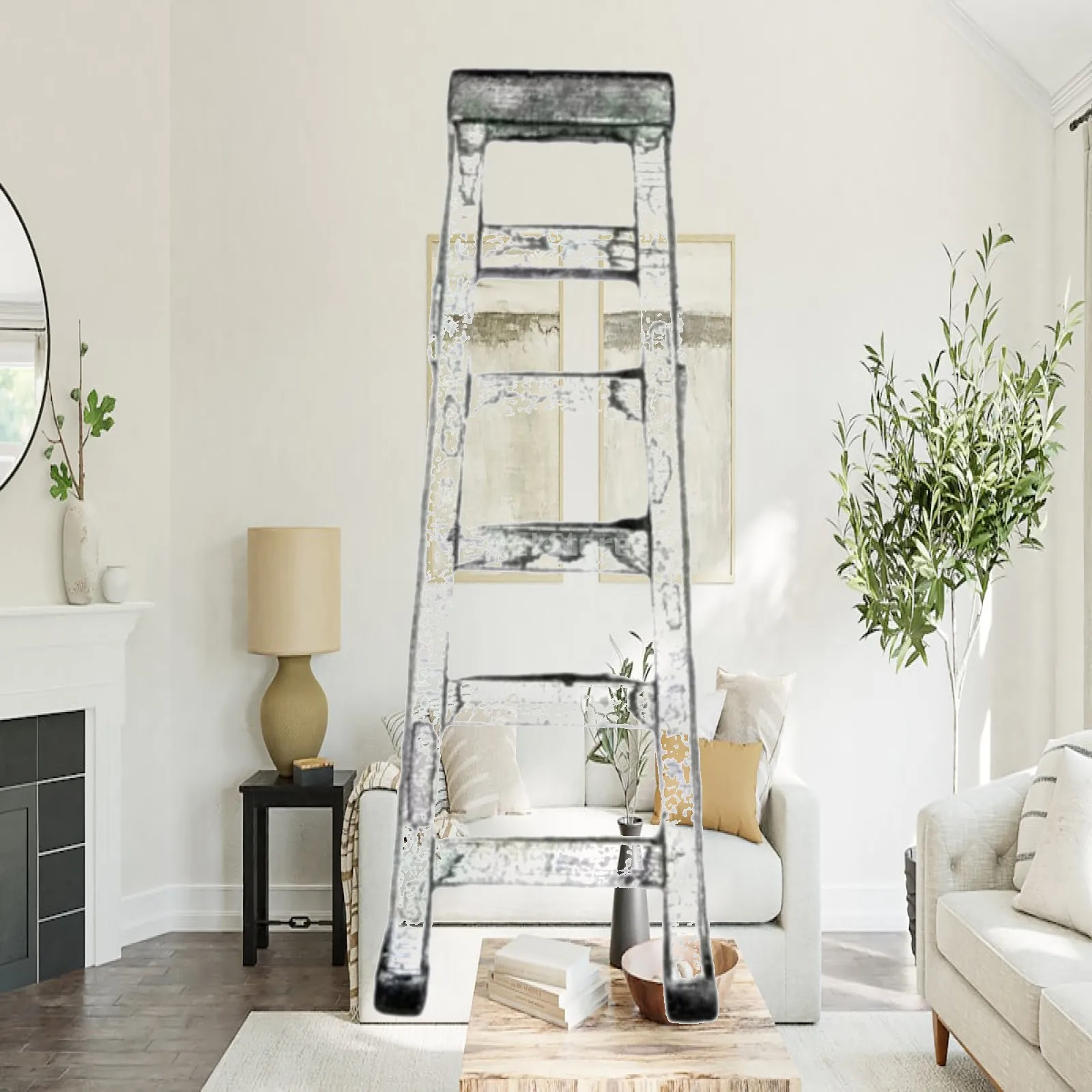 Miniature Step Ladder 1/64 Scale Ladder Model with Rungs Weathered Diorama