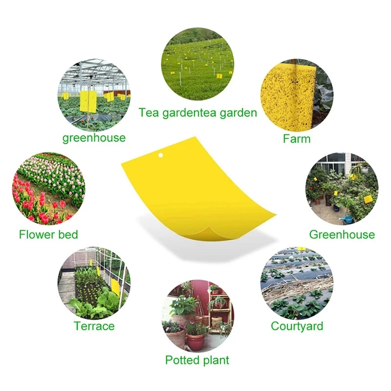 5/10/20pcs Yellow Greenhouse StickyTraps Bugs Sticky Board Multiple Flying Insect Catching Control Sticker Double-sided